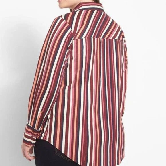 Lane Bryant stripes plus size button front blouse - Picture 5 of 8